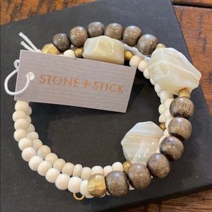 Stone + stick wrap bracelet NWT